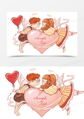 两个正要亲嘴的小天使