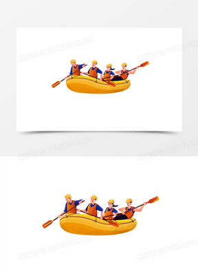 手绘卡通赛艇比赛素材