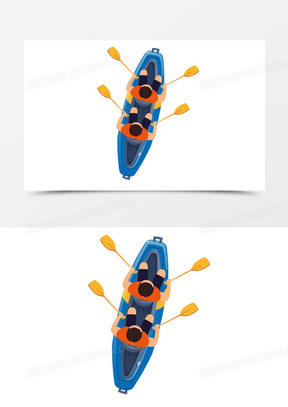 手绘卡通赛艇比赛素材