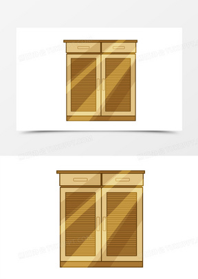 手绘卡通实木鞋柜免抠素材