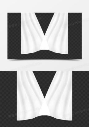 手绘白色纱帘免抠素材