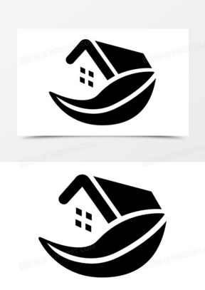 乡村旅馆的房子一片叶子的形状图标