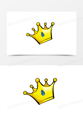 黄色卡通皇冠蓝色钻石