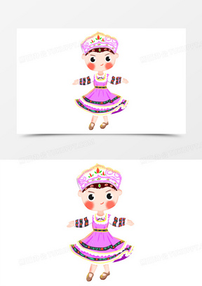 卡通手绘q版俄罗斯族女孩元素