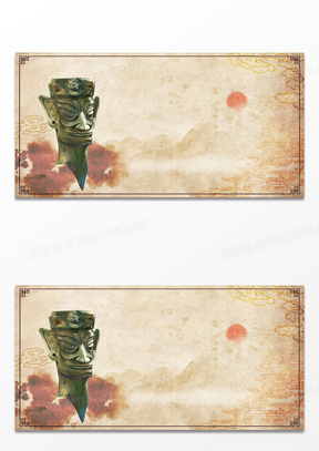 三星堆考古青铜面具文物背景