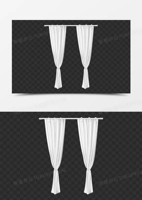 手绘白色纱帘免抠素材