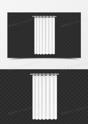 手绘矢量白色窗纱纱帘免抠素材