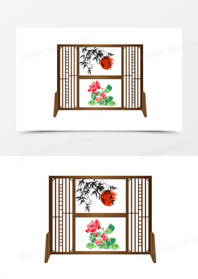 新中式屏风图片大全大图高清_简约新中式屏风免抠矢量图下载_熊猫办公