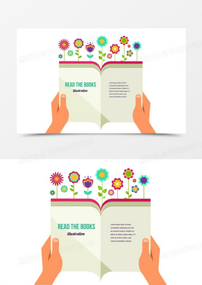 手绘卡通翻开的书