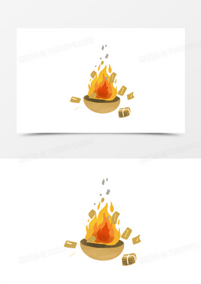卡通手绘免抠火盆素材