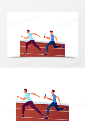 手绘矢量运动会接力跑素材