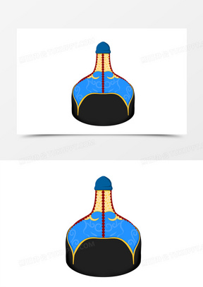 手绘传统蒙古族帽子免抠素材