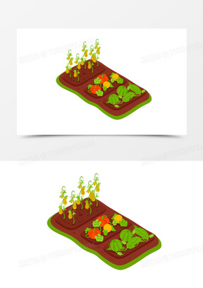 手绘卡通种满蔬菜的菜地免抠素材