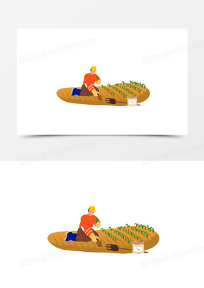 手绘菜园地种菜免抠素材