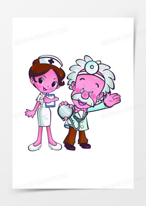 手绘粉色可爱护士医生