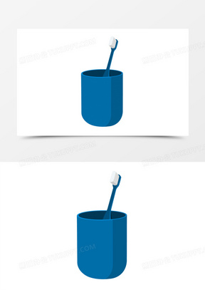 手绘卡通牙刷杯素材
