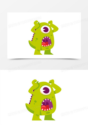 手绘卡通可爱绿色恶魔免抠素材
