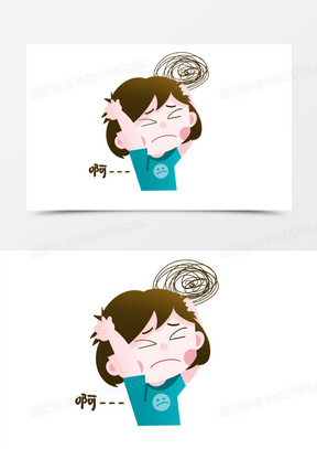 手绘发愁愁眉表情包素材400卡通小人1312卡通女孩伤心插画元素1480