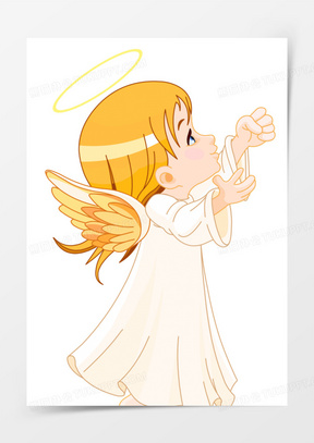 可爱天使图画唯美设计素材_熊猫办公