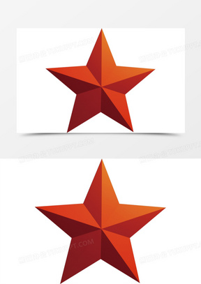 红色立体设计五角星棱角