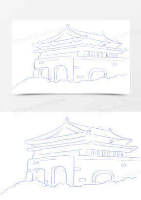 手绘城墙图片素材