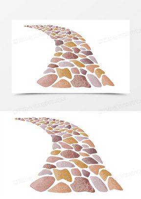 手绘乡间石子路装饰元素