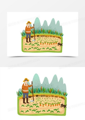 手绘菜地果园丰收免抠素材150手绘菜地丰收免抠素材70手绘菜园地种菜