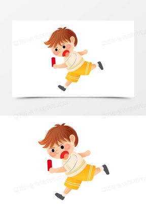 手绘插画风小朋友努力接力跑元素