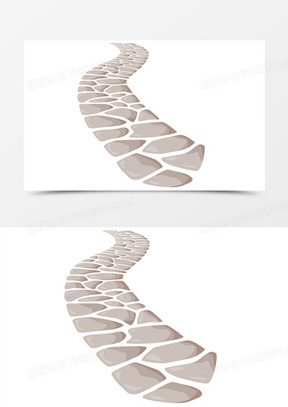 手绘延伸的鹅卵石小路元素