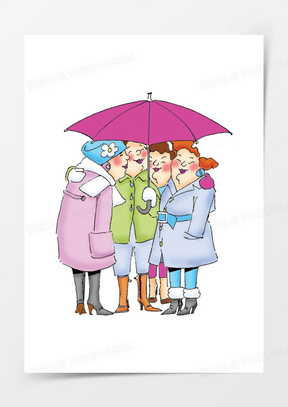 一群人共打一把伞