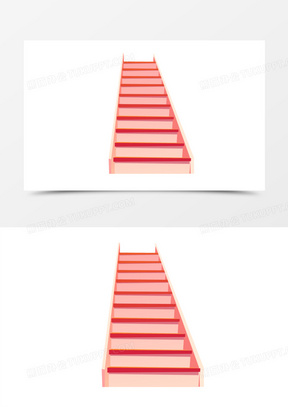 手绘卡通插画风粉色楼梯素材