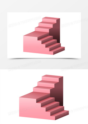 手绘矢量粉色楼梯免抠素材