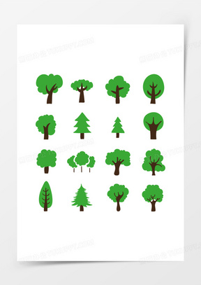 树枝树干绿色矢量树木471手绘树木装饰素材171精美绿色树木平面装饰