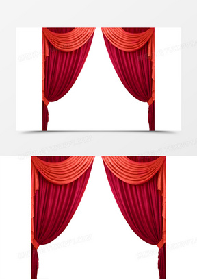 双色舞台红色布帘