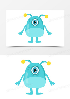 手绘卡通外星太空生物多角怪元素