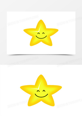 黄色卡通可爱笑脸五角星