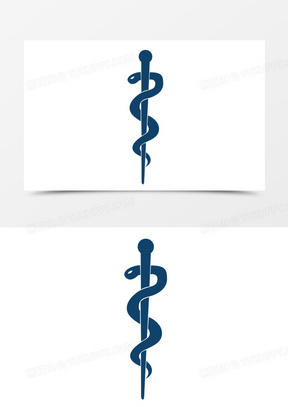 手绘卡通蛇杖剪影素材