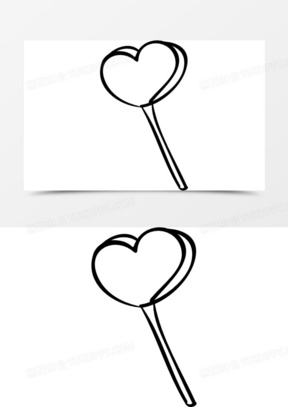 心形棒棒糖棍图标