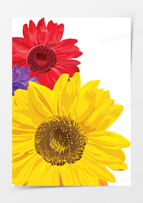 彩色手绘水彩向日葵花朵