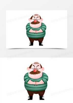 卡通手绘中年大叔脱发发际线堪忧元素