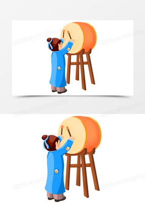 手绘古代平民击鼓鸣冤元素50卡通手绘古代鸣冤击鼓素材210卡通手绘