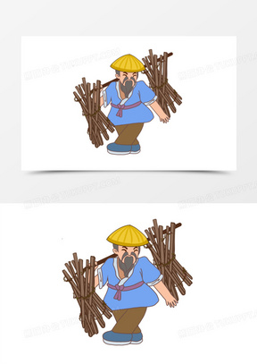 手绘古代樵夫免抠元素