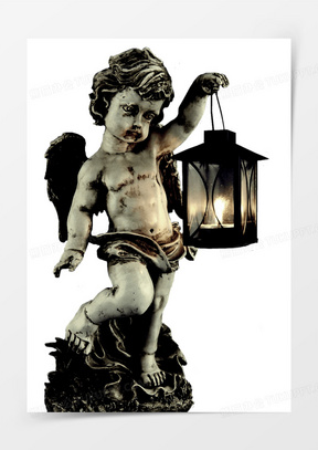 提灯的小天使雕像素材