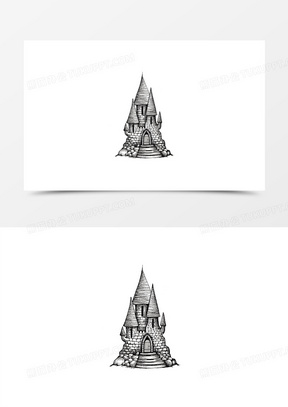 手绘黑白魔法城堡