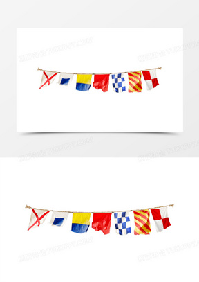 手绘各国小吊旗