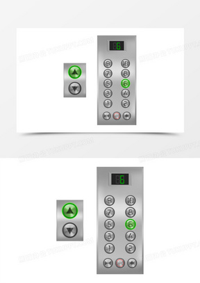 手绘矢量仿真电梯按钮素材