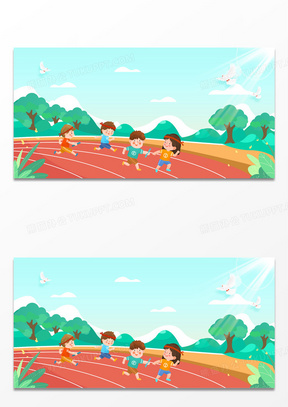 校园运动会田径项目接力赛卡通背景
