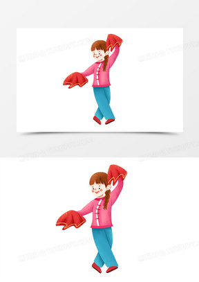 卡通手绘二人转女孩素材