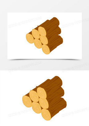 手绘矢量砍好的柴堆素材