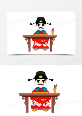 手绘卡通衙门县令素材